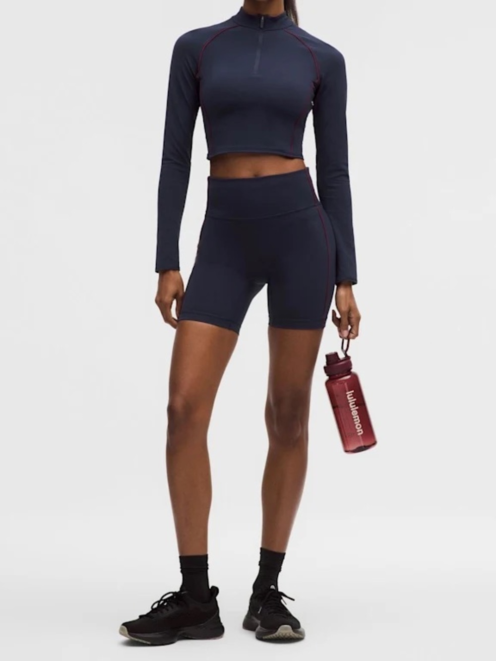 NWT Lululemon Wunder Train Cropped Long-Sleeve Half Zip True Navy Size 10 - Picture 2 of 8